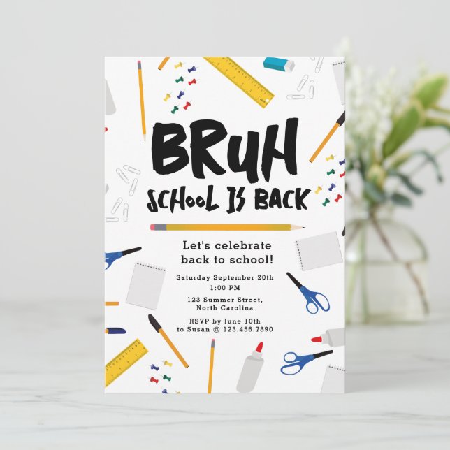 Invitation La rentrée scolaire Bruh Fête d'enfants (Debout devant)
