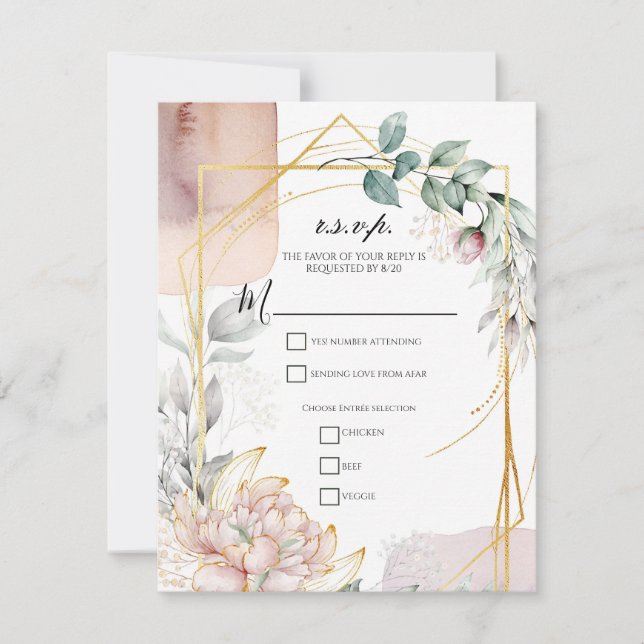 Invitation La Réponse de Mariage de Floraison de Cadre Auréat (Devant)