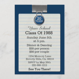 Invitation La Réunion bleue de classe de papier à lettres