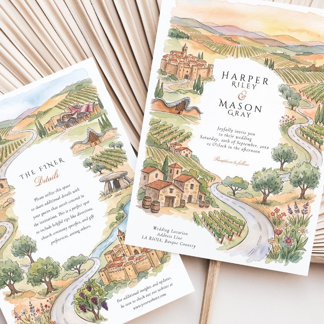 Invitation La Rioja Espagne Pays Basque Vignoble Mariage (Créateur téléchargé)