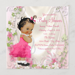 Invitation La robe rose de ruche perle le baby shower