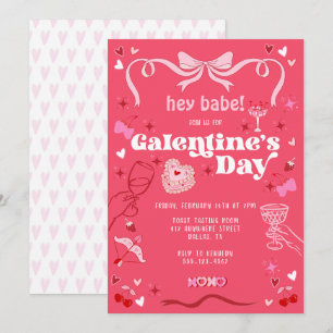 Invitation La Saint-Galentin Coquette Vintage rose