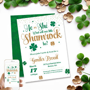 Invitation La Saint Patrick de la petite Shamrock Révélation 