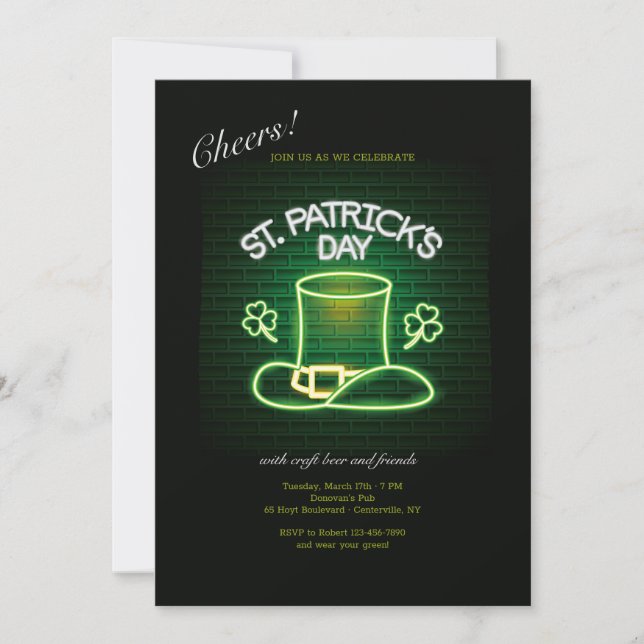 Invitation La Saint-Patrick Néon (Devant)
