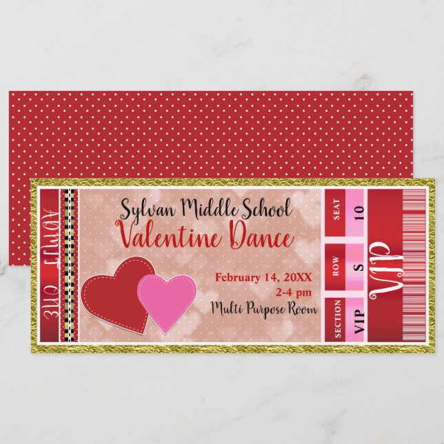 Invitation La Saint Valentin admet une danse VIP (Devant / Derrière)