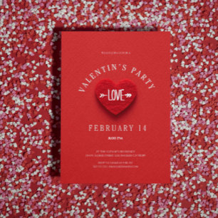 Invitation La Saint Valentin au coeur rouge Typographie blanc