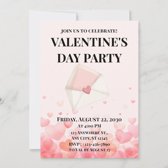 Invitation La Saint-Valentin cœur (Devant)