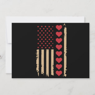 Invitation La Saint-Valentin Drapeaux américains Cœurs