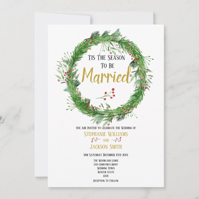 Invitation La Saison pour se Marier | Mariage de verdure hive (Devant)