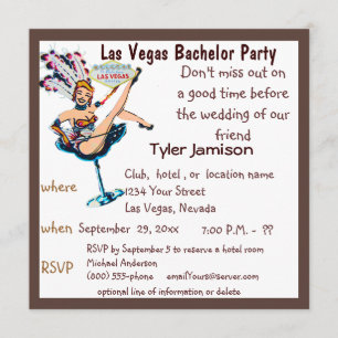 Invitation La Showgirl de Las Vegas Bachelor Party