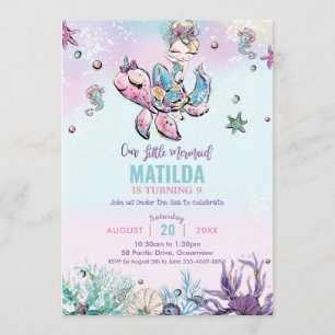Invitation La sirène blonde sous la fête d'anniversaire de la