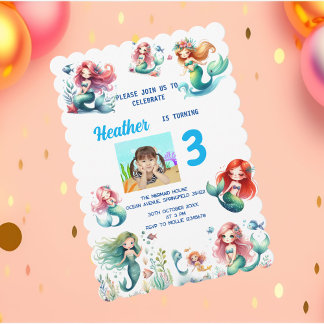 Invitation La sirène magique sous le parti Anniversaire de en