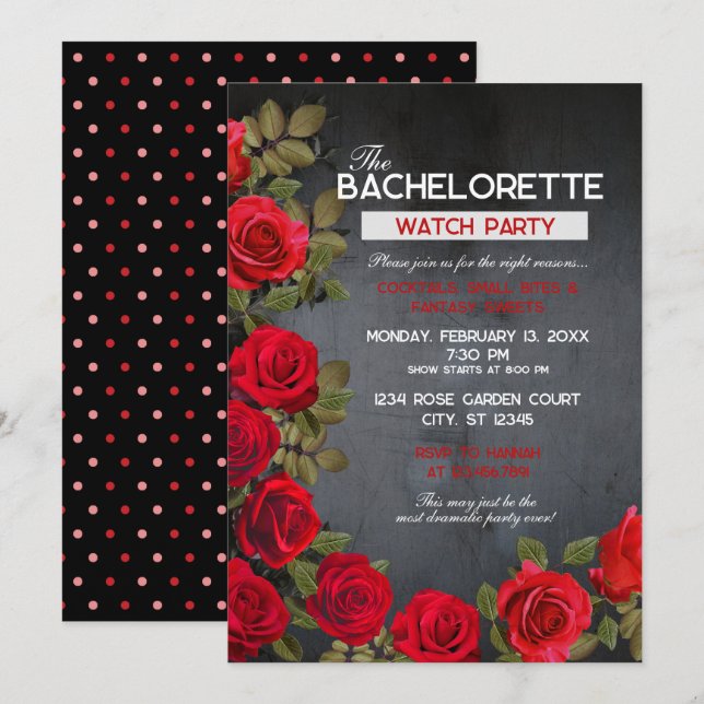 Invitation La soirée de visionnage de Bachelorette la plus dr (Devant / Derrière)