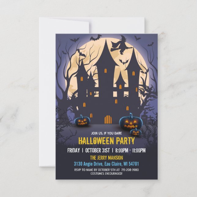 Invitation La Sorcière Éffrayante Budget Haunch Maison Hallow (Devant)