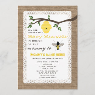 Invitation La toile de jute a inspiré le baby shower orienté