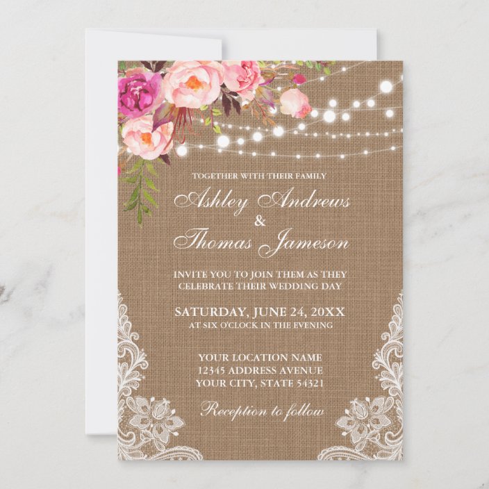Invitation La toile de jute rustique de mariage allume Zazzle.fr