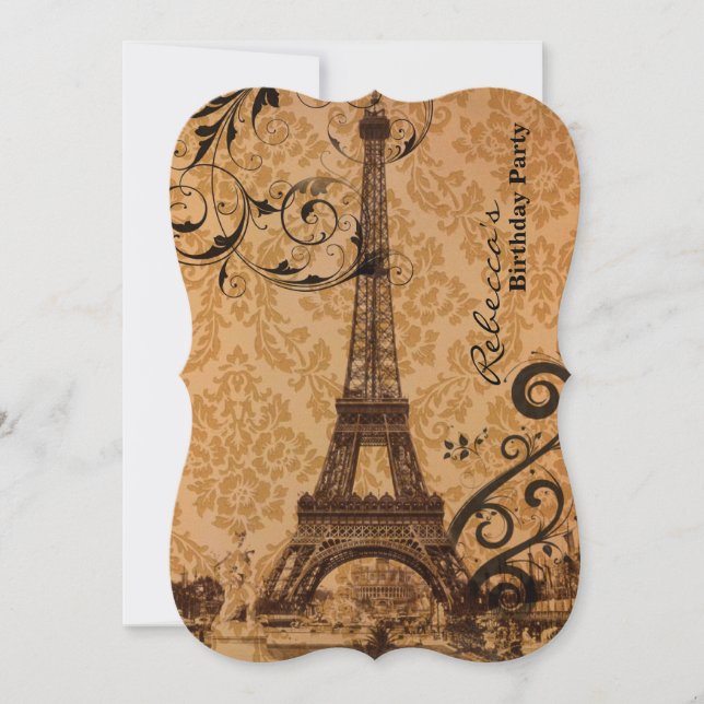 Invitation la tour eiffel de paris fête d'anniversaire (Devant)