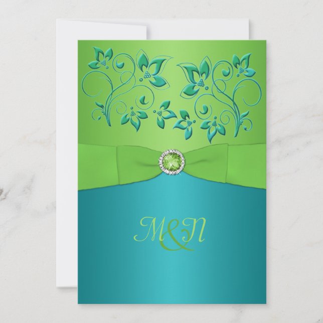 Invitation La turquoise de monogramme, chaulent Invitate (Devant)