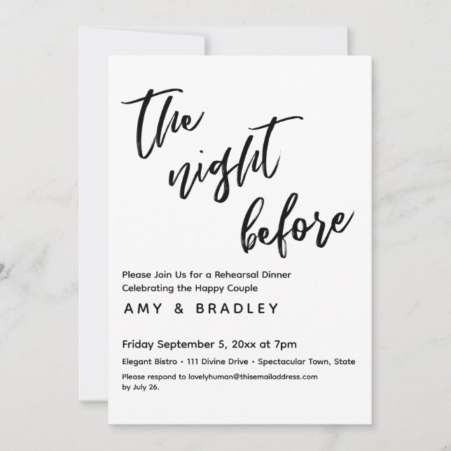 Invitation La typographie de l'écriture manuscrite de la veil (Devant)