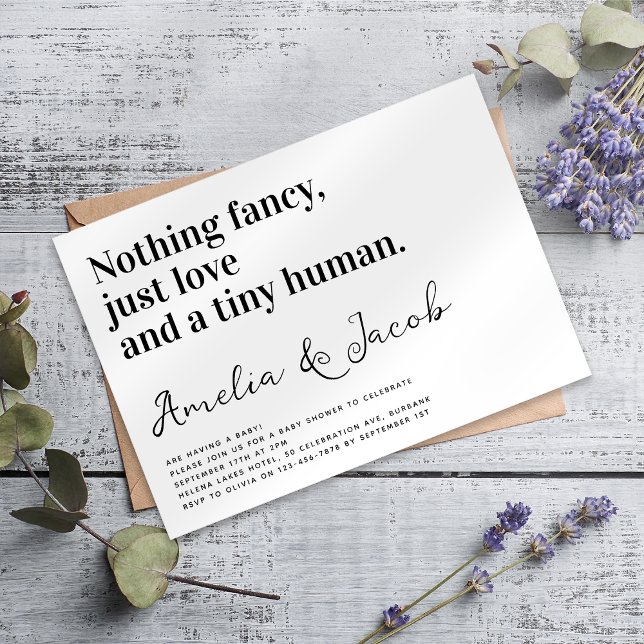 Invitation La typographie drôle Baby shower du minuscule coup (Créateur téléchargé)