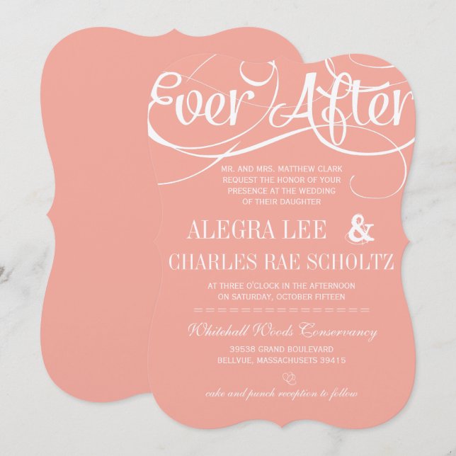 Invitation La Typographie Moderne Peach Jamais Après Chalkboa (Devant / Derrière)