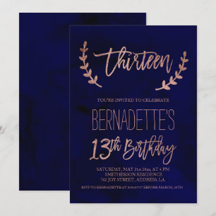 Invitation La typographie rose d'or fait varier le pas