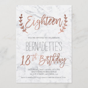 Invitation La typographie rose d'or fait varier le pas du