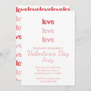Invitation La typographie rose et rouge de la Saint Valentin
