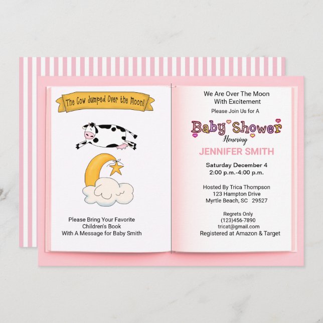 Invitation La vache s'est cognée au-dessus du Baby shower des (Devant / Derrière)