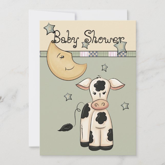 Invitation La vache s'est emparée de la lune Baby Shower Invi (Devant)