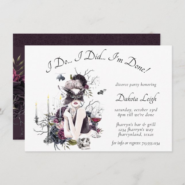 Invitation La Vampiresse | Fête de Divorce Glamour Gothique M (Devant / Derrière)
