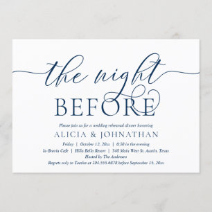 Invitation La veille, Bleu Marine, Dîner De Répétition