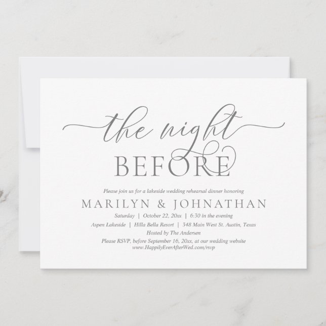 Invitation La veille, Dîner de répétition Mariage (Devant)