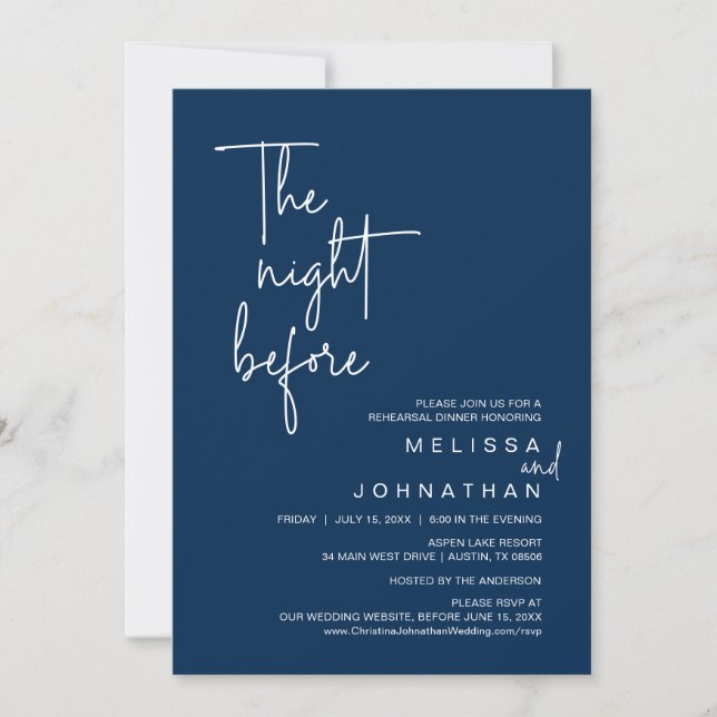 Invitation La veille, Dîner de répétition Mariage (Devant)
