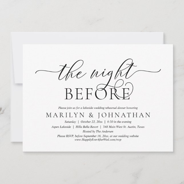 Invitation La veille, Dîner de répétition Mariage Invitat (Devant)