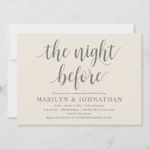Invitation La veille, Dîner De Répétition Mariage Moderne