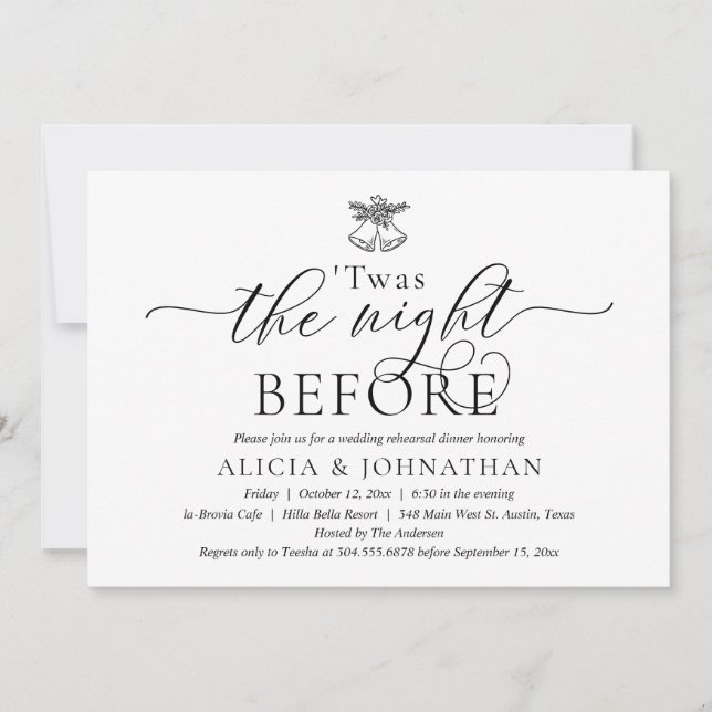 Invitation La veille, Dîner De Répétition Mariage Moderne (Devant)