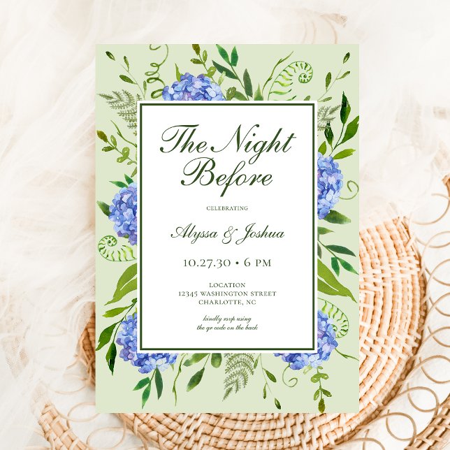 Invitation La veille du code QR de l'hortensia bleu (Créateur téléchargé)