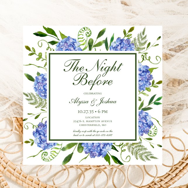 Invitation La veille du code QR de l'hortensia bleu (Créateur téléchargé)