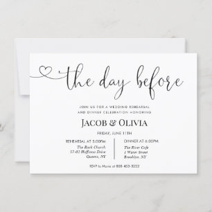 Invitation La veille du dîner de répétition Mariage