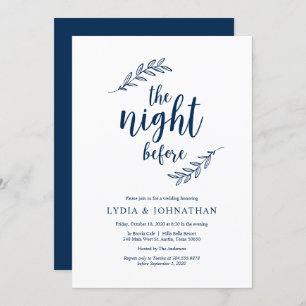 Invitation La veille, Navy Blue, Dîner de répétition
