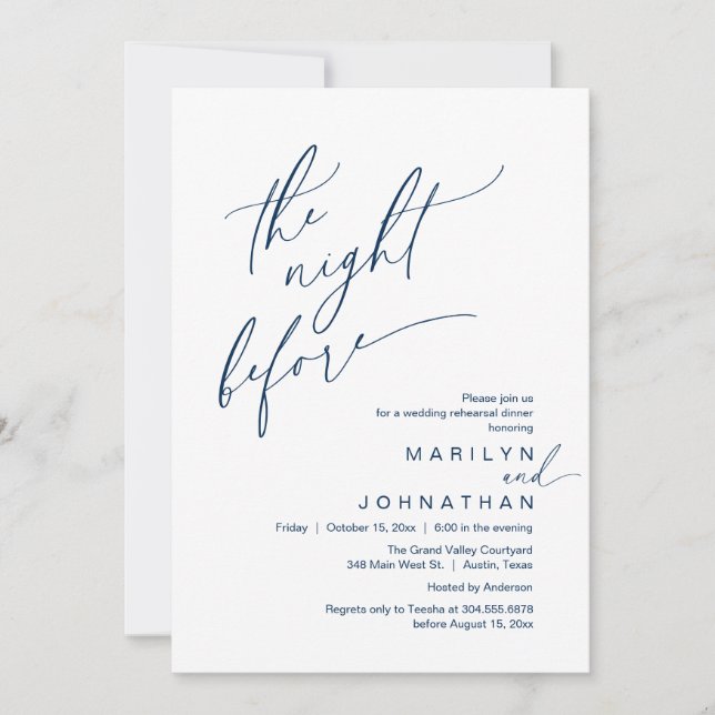 Invitation La veille, Soirée de répétition Mariage (Devant)