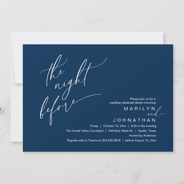 Invitation La veille, Soirée de répétition Mariage (Devant)