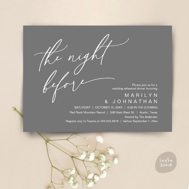 Invitation La veille, Soirée de répétition Mariage (Créateur téléchargé)