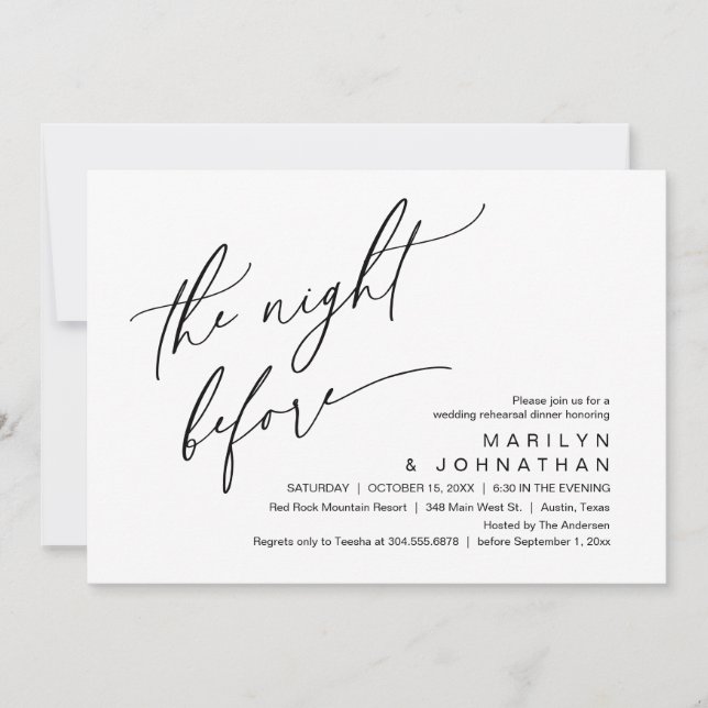 Invitation La veille, Soirée de répétition Mariage (Devant)