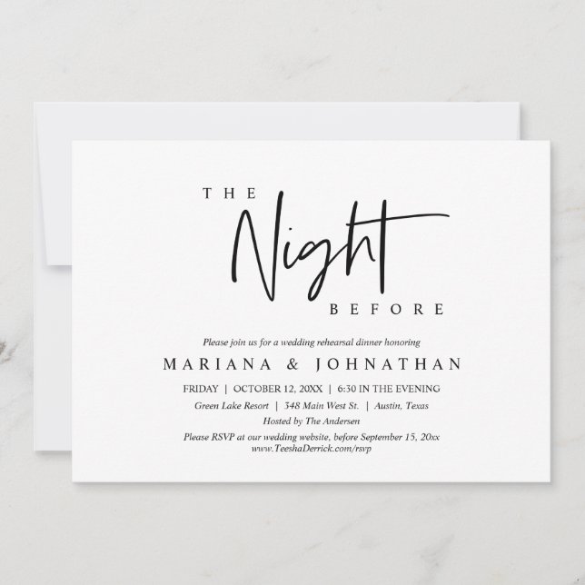 Invitation La veille, Soirée de répétition Mariage (Devant)