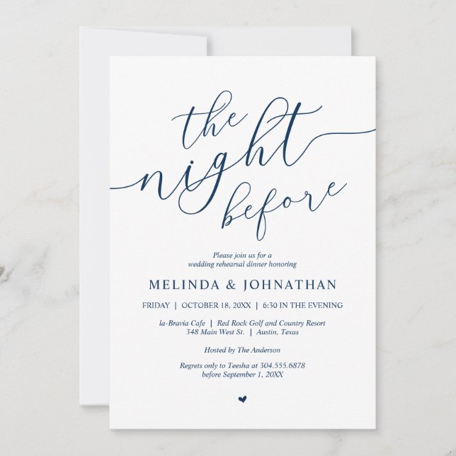Invitation La veille, Soirée de répétition Mariage (Devant)