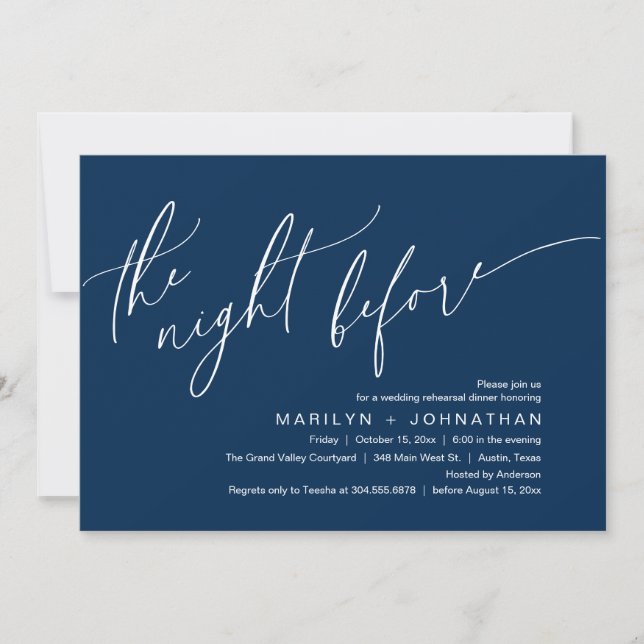 Invitation La veille, Soirée de répétition Mariage (Devant)