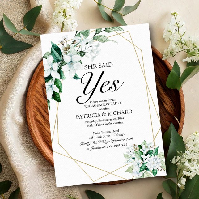 Invitation La verdure Elle a dit oui Fête de fiançailles (Créateur téléchargé)