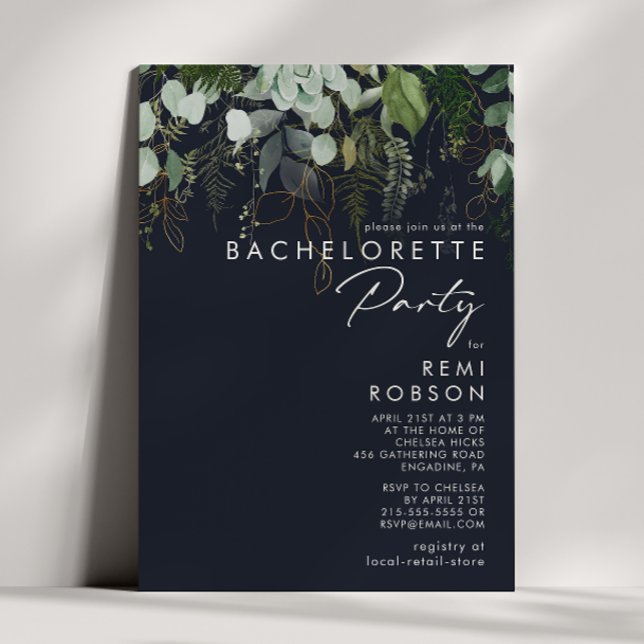 Invitation La verdure et la feuille d'or | Bachelorette de la (Créateur téléchargé)